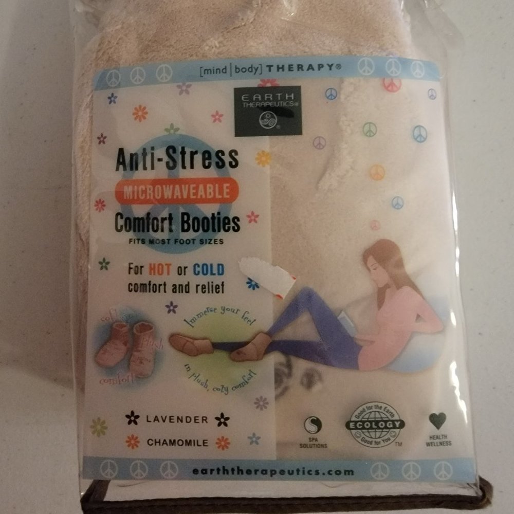 Earth Therapeutics Anti-Stress Microwaveable Booties Lavender Chamomile Spa Gift